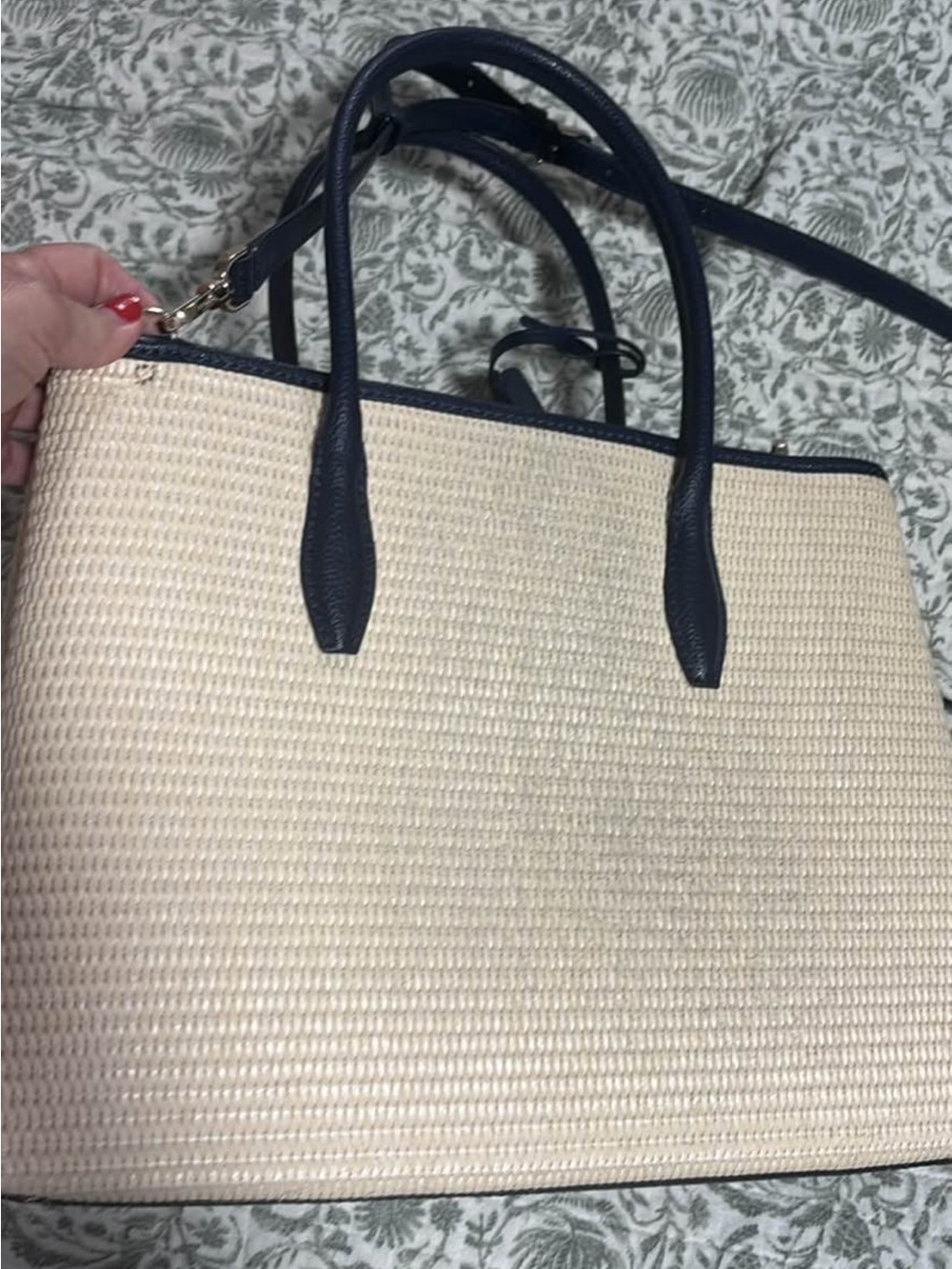 kate spade Beige and Blue Woven Tote Bag - Picture 7 of 7